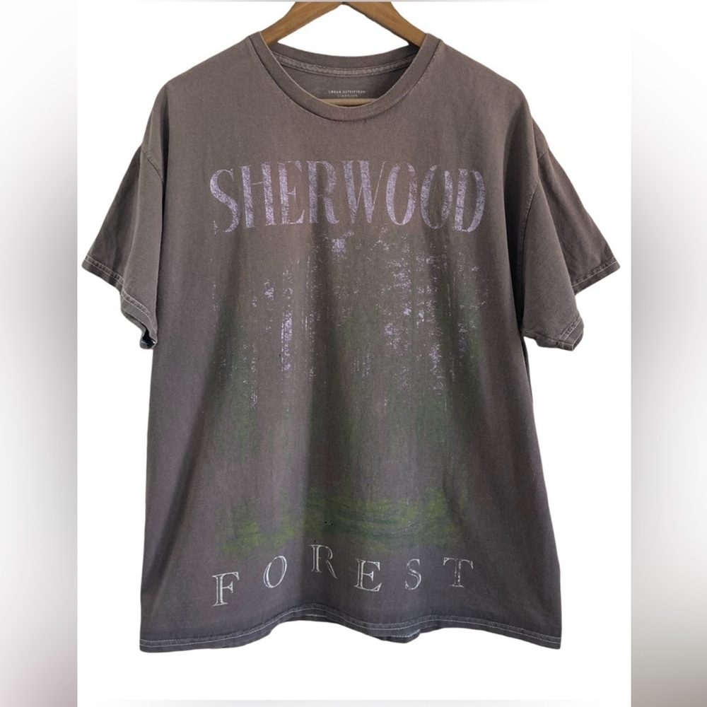 UO Sherwood Forest Destination Graphic Cotton Gray Tee Shirt Unisex Oversized